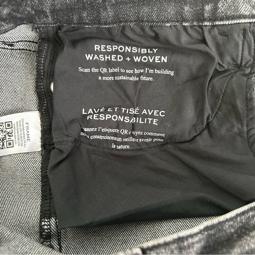 FRAME Le Garçon Cropped Jeans Sz 8 Black Distressed - Picture 8 of 10